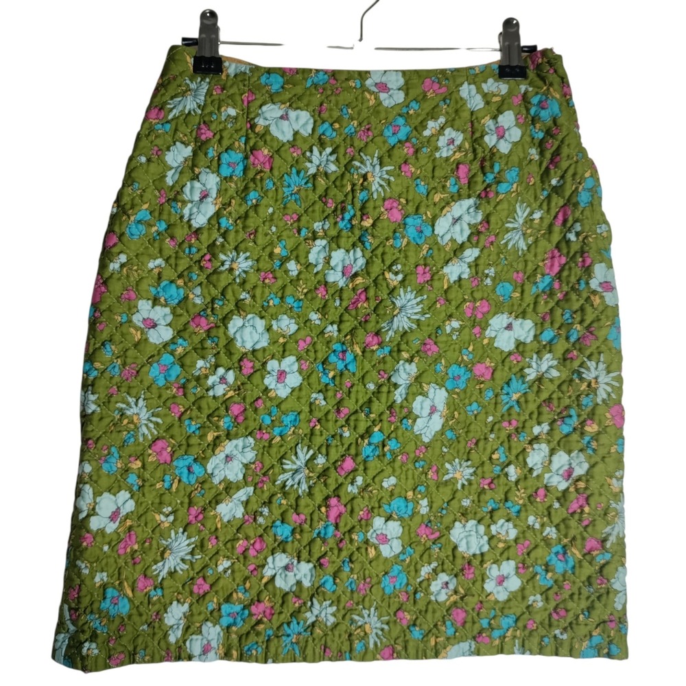 Wippette Vintage Quilted Floral Mini Skirt Olive Green Retro Cottagecore